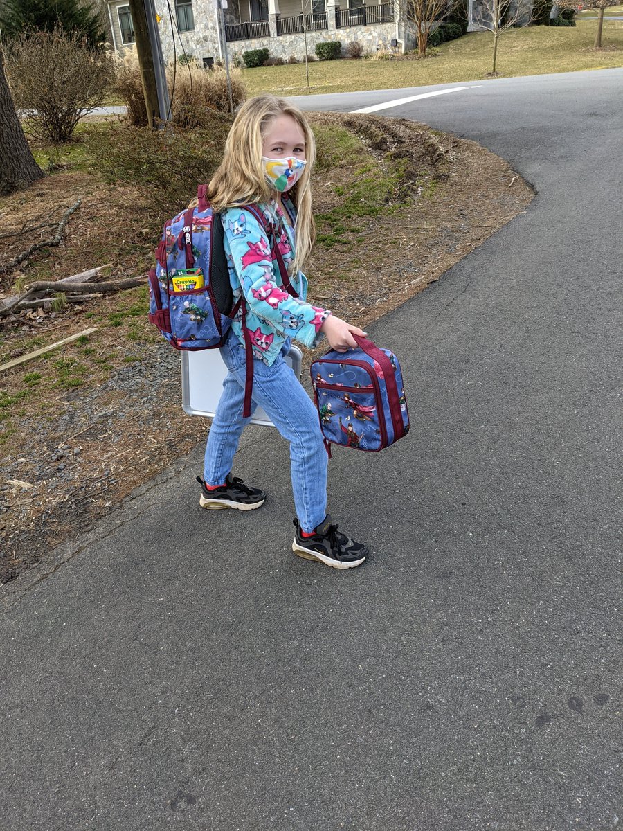 Walked my daughter to school today for the first time in one year @juliet_kidlit. So much joy at seeing her greet friends in front of the school but also missing her sweet presence at home