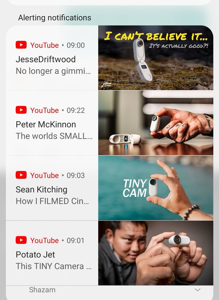 marksagoodlad's tweet photo. Youtube notifications this morning. What just happened? #insta360go2 #TinyCam https://t.co/hrTkp8Gz1e
