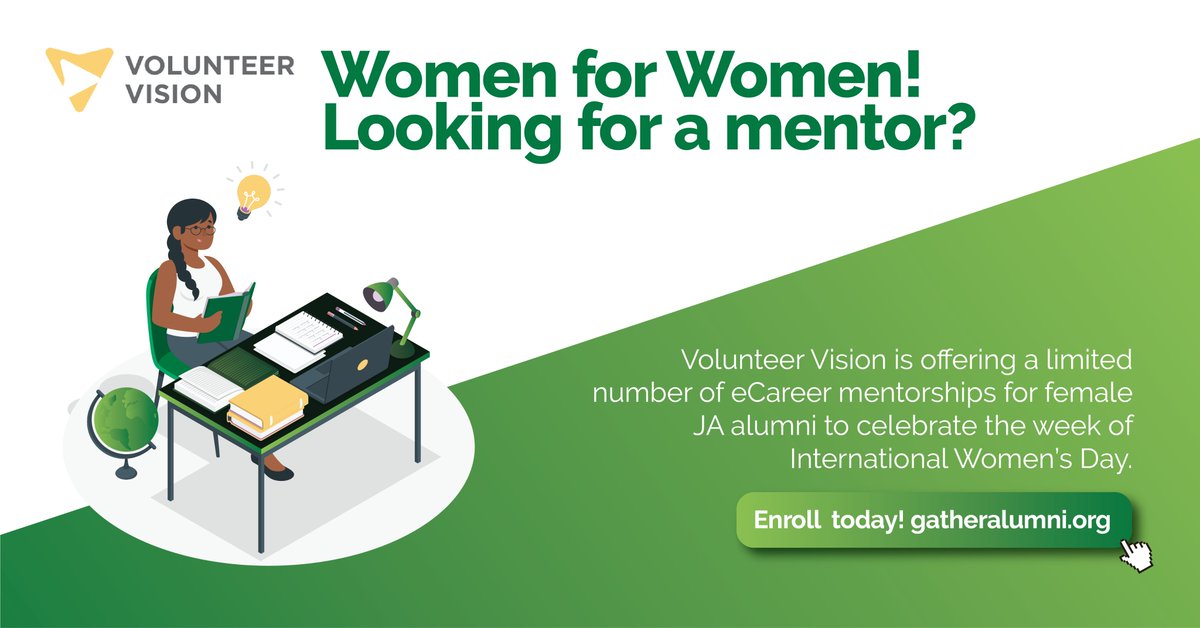 Looking for a mentor? Take advantage of a limited free mentorship for female JA alumni around the world, Women for Women Mentorship, powered by <a href="/VolVision/">Volunteer Vision</a>!
Register now  👉 jaww.org/womenforwomen2…

#WeAreJA #Mentorship