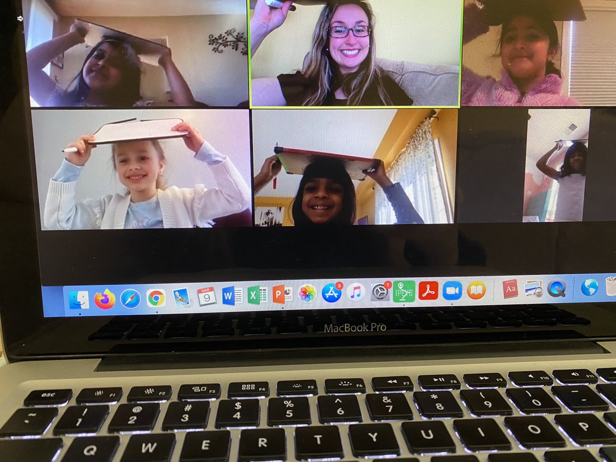 Miss_EWalker15's tweet photo. Social snack time is a highlight of our day! These girls are a fan of a new game called “drawing on your head” where we put a whiteboard on top of our heads and try to draw a picture! It is fun to see the creativity and laughs! #ShrewsburyLearns https://t.co/GnFVPhbNIo