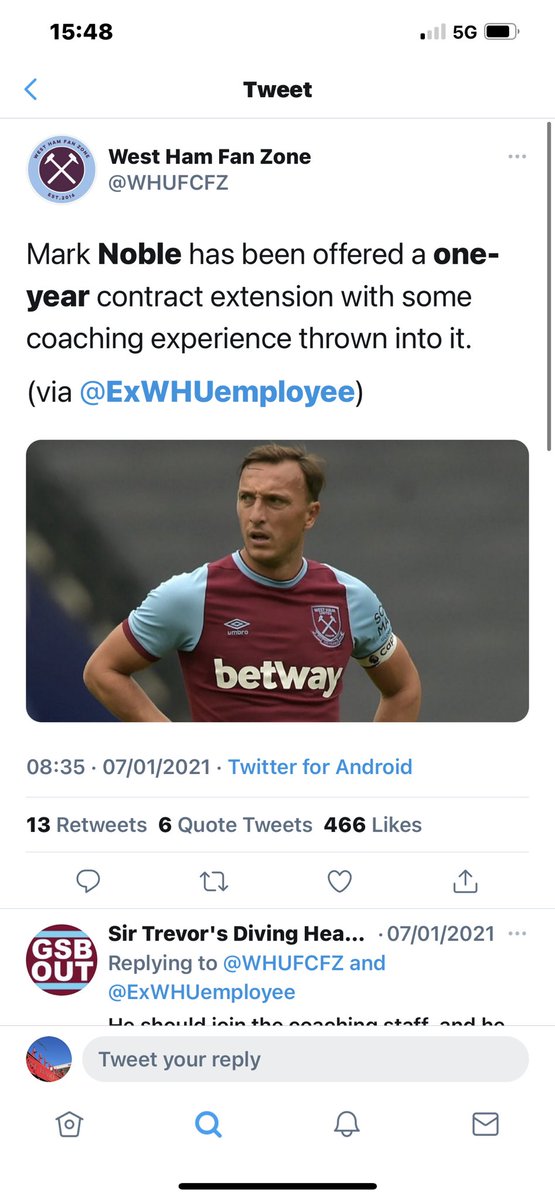 ExWHUEmployee's tweet image. The deal has now been signed and he has announced it will be his last year with the club. I am so glad that there will hopefully be a full stadium to watch his last season! What a player for us over the years 👏🏻⚒