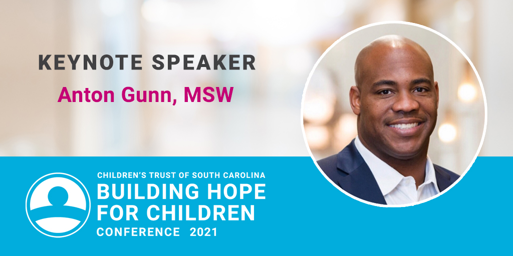 The <a href="/ChildrensTrustS/">Children’s Trust of South Carolina</a> Building Hope for Children Conference takes place March 23-25, virtually, for child-serving professionals. One keynote speaker is 
<a href="/AntonJGunn/">Anton J. Gunn, CSP</a> health care expert and leading authority on socially conscious leadership. #BuildingHopeSC bit.ly/2NESxJs