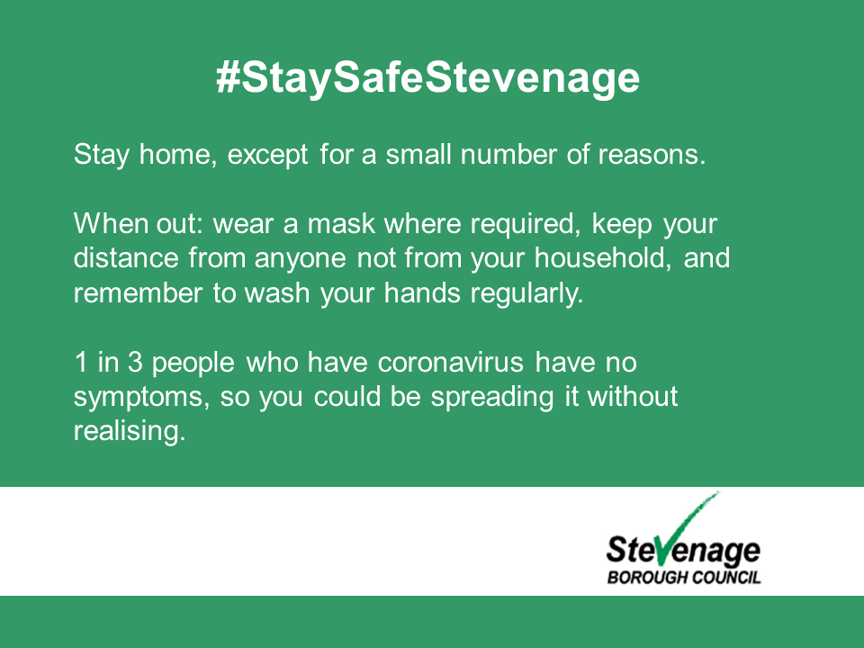 StevenageBC's tweet photo. The rate of coronavirus cases per 100,000 people in Stevenage remains one of the highest in Hertfordshire. 

We're still in a lockdown, so please continue to stick to the rules to help reduce the spread so cases continue to fall. If you need to go out, remember to: https://t.co/R6kdxc8vVb