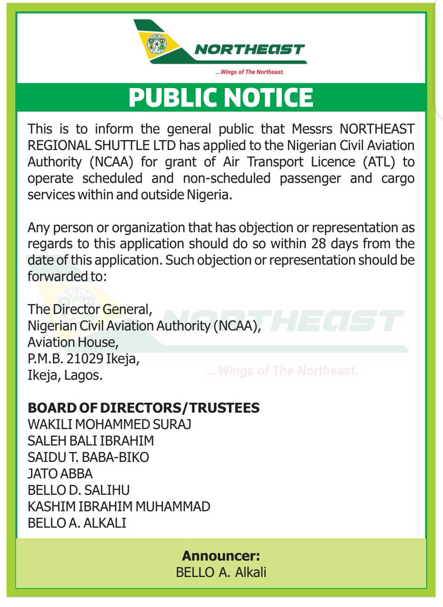 FlyNorthEastern's tweet photo. PUBLIC NOTICE! https://t.co/LJdBQocdIc