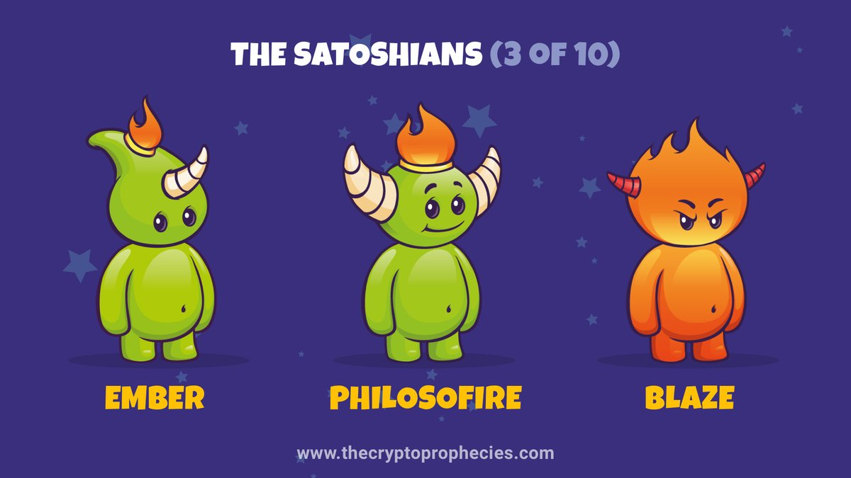 3 of 10 #NFT Satoshians have been named by public vote 🙏 more to come!

Sign up for FREE tokens &amp; #NFTs to play: thecryptoprophecies.com

#nftcollectors #NFTCommunity #CT #gaming #matic #polygon #indiegame #playtoearn #play #earn #gamingnews #blockchaingame #blockchain
