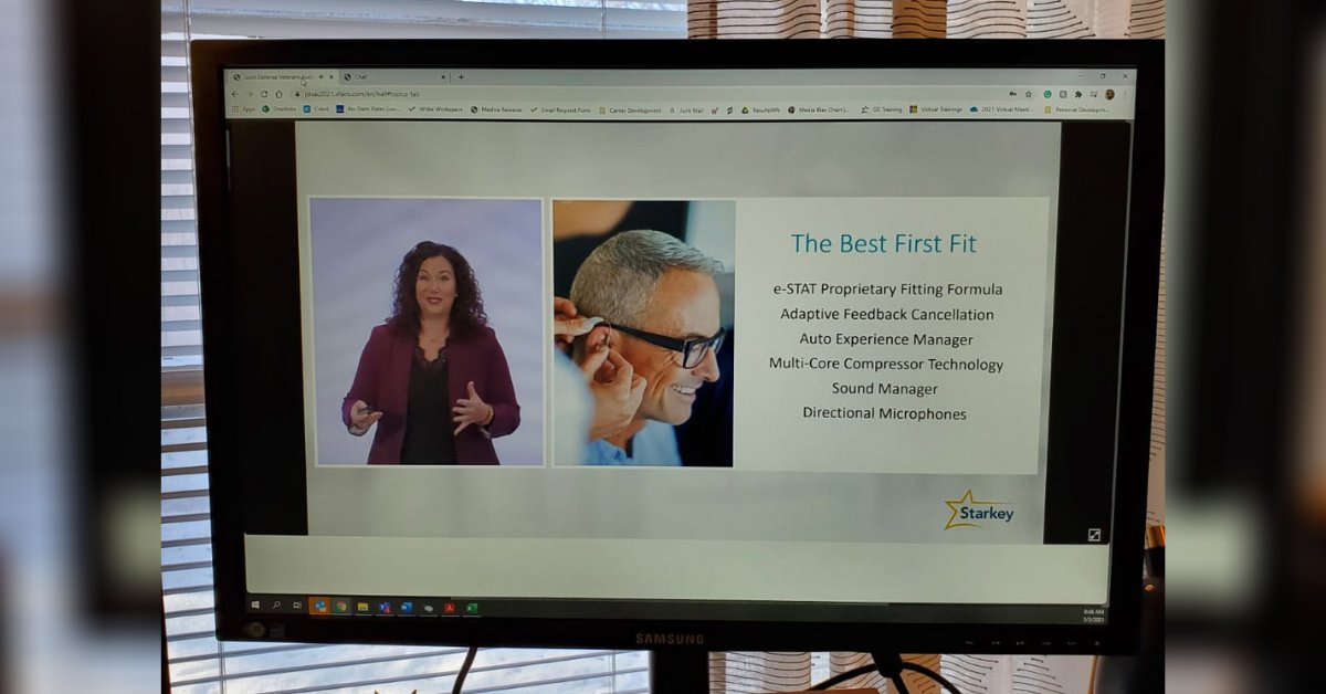 SaraBurdak's tweet photo. Thanks, #JDVAC attendees, for joining our @starkeyhearing presentation about Starkey AI custom rechargeables. Providing ongoing education to hearing professionals who serve veterans is an important step in giving the best care to military heroes. @JDVAC1 #veteransupport https://t.co/YGP2GjAvbF