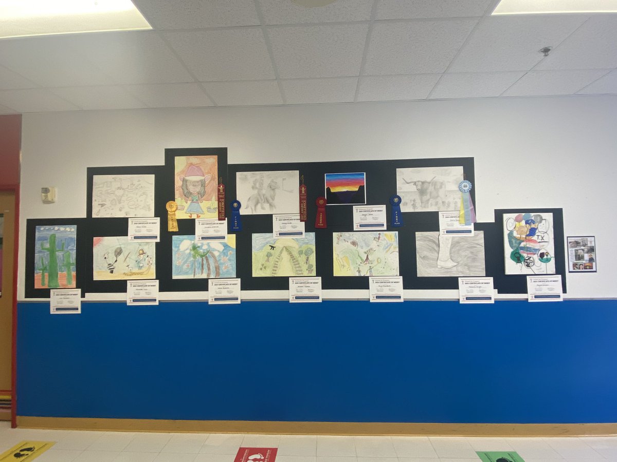 Keafer's tweet photo. I’m always impressed at the quality of our @elem_longfellow student artwork! These our the 2021 Houston Rodeo Arts submissions. #FineArtsMatter @HISDChoice https://t.co/CxJo1bd6Or