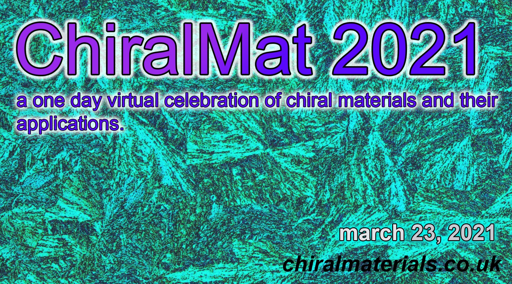 chiral molecules arranged like pasta as background for conference poster