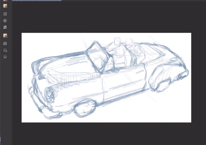 いや…あの…ロイヤル三人が車に乗っている絵を描こうとしたらガッツリ車の方を描いていた 