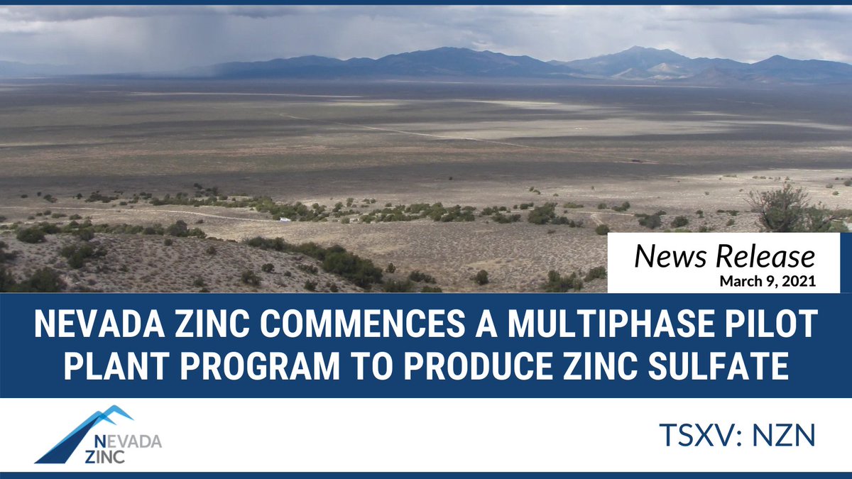 NevadaZinc's tweet photo. 🗞️ News Release: Nevada Zinc Commences a Multiphase Pilot Plant Program to Produce Zinc Sulfate
🔎 Learn more at this link https://t.co/2oqDXirjdV
⚒️ #resourceinvesting #miningstocks #zinc #TSXV #NevadaZinc
🇨🇦 $NZN.CA https://t.co/BBQcvWntz7