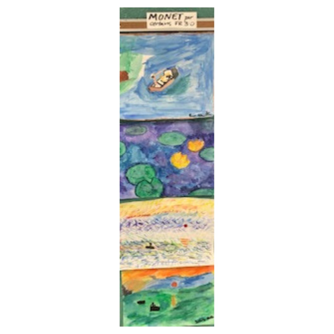 French III students learned about Monet and tried their hand at impressionist painting!  #secondary #french #inpersonlearning