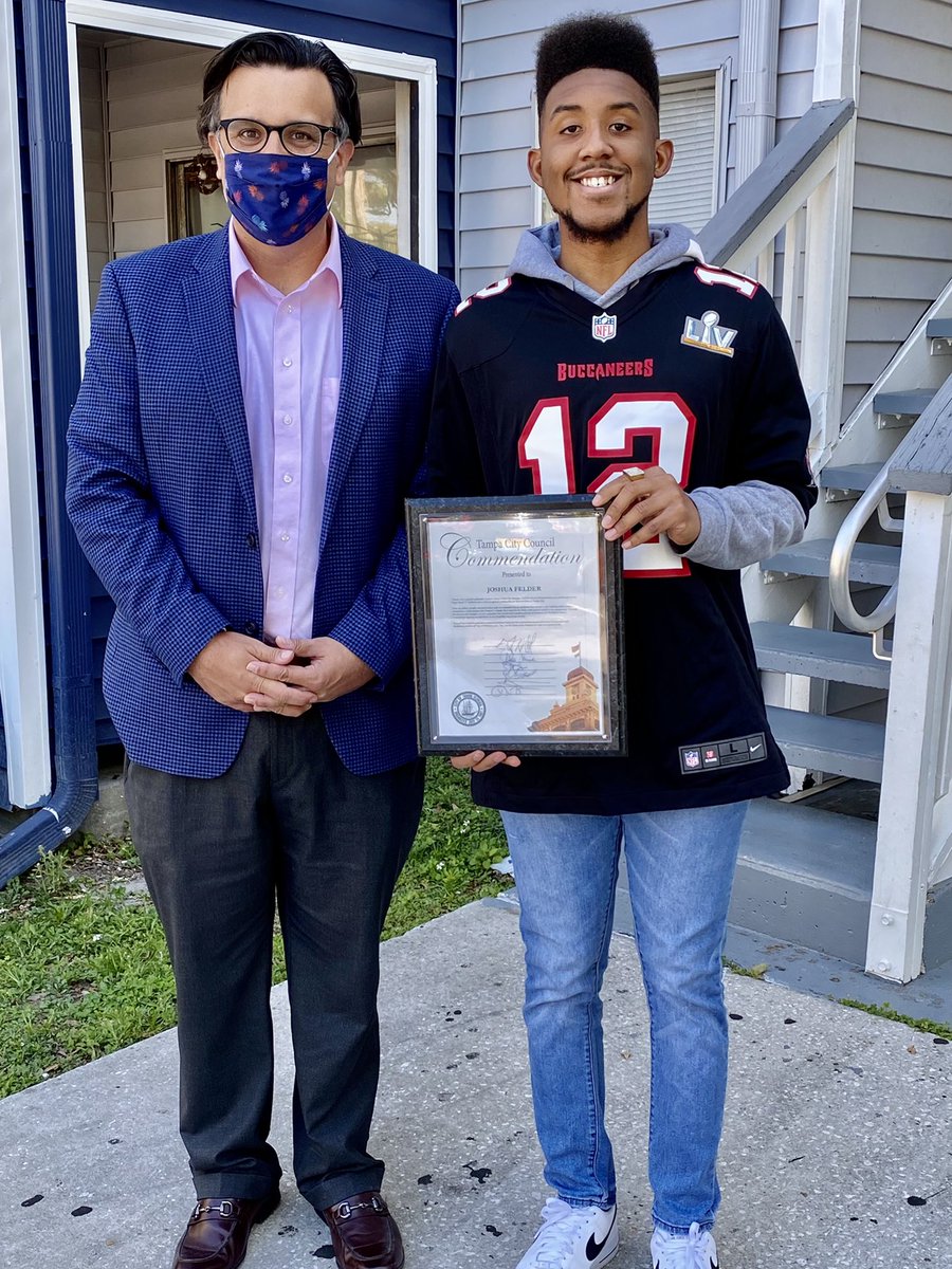 Today I went to the home of my friend <a href="/Swagmanfelder/">Joshua Felder</a> to give him his Council Commendation. Josh was a dancer at the <a href="/CityofTampa/">City of Tampa</a> Super Bowl this year &amp; was the first person with Autism to perform at the Super Bowl. His mom was proud of Josh’s achievement and spirit &amp; so am I.