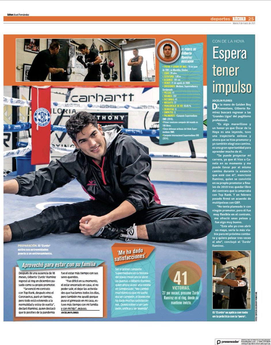 Jocelinflores's tweet photo. QUIERE SER LEYENDA 🔥🥊🇲🇽

El primer campeón Supermediano en la historia del boxeo mexicano @ZurdoRamirezz quiere su segunda corona, está al acecho del récord invicto de Floyd Mayweather y anhela encabezar una guerra tricolor con Saúl Álvarez.

➡️La e revista en @record_mexico 👇🏻 https://t.co/jKMle1hsnx