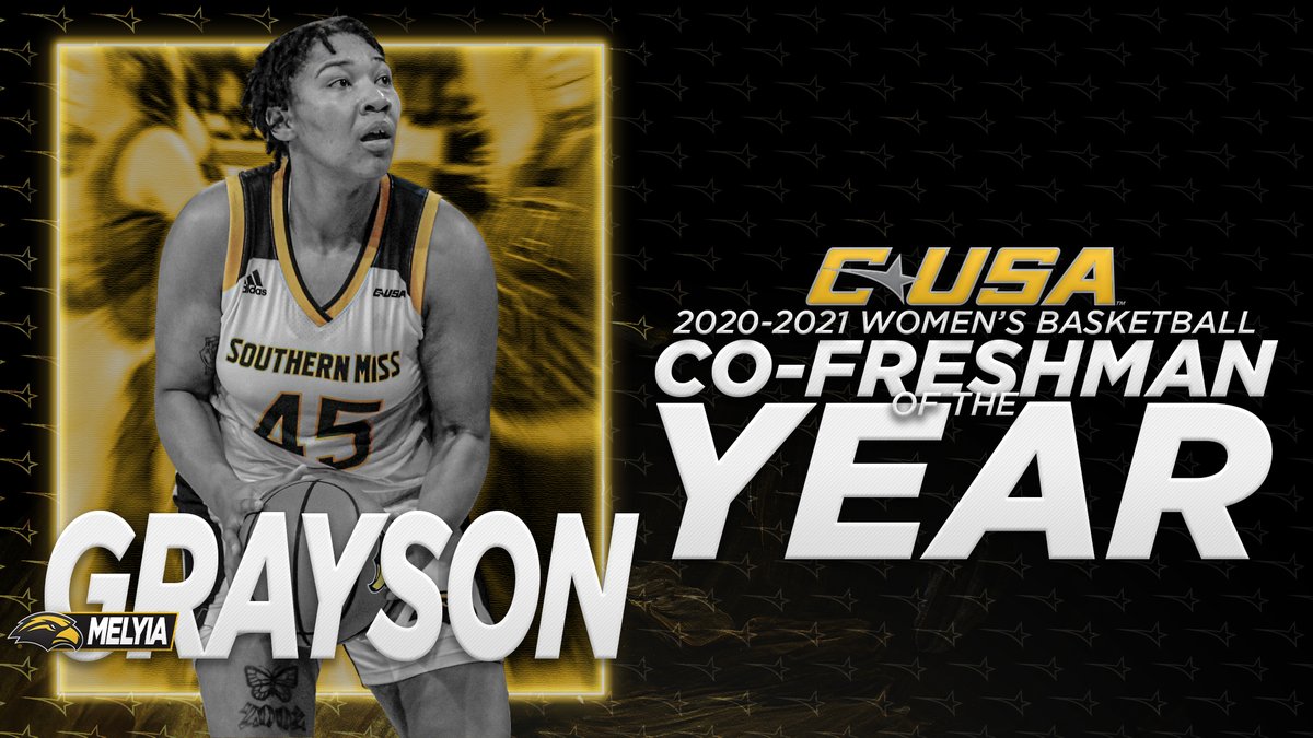 🏀 𝟮𝟬𝟮𝟬-𝟮𝟭 #CUSAWBB 𝗖𝗼-𝗙𝗿𝗲𝘀𝗵𝗺𝗮𝗻 𝗼𝗳 𝘁𝗵𝗲 𝗬𝗲𝗮𝗿 🏀

Melyia Grayson | <a href="/SouthernMissWBB/">Southern Miss Women's Basketball</a>

#TheCUSAWay