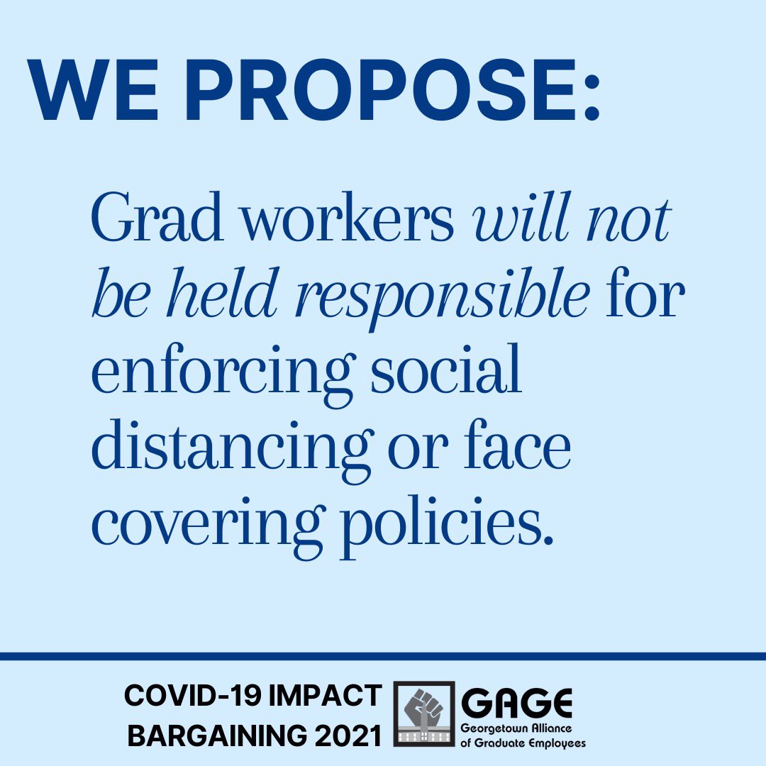 WeAreGAGE's tweet photo. As we approach the midway point of the semester, we’re STILL fighting the employer for common sense #COVID19 protections for our members and communities. Check out the details on the rest of our proposals here👇🏻 https://t.co/yerxDSLqge