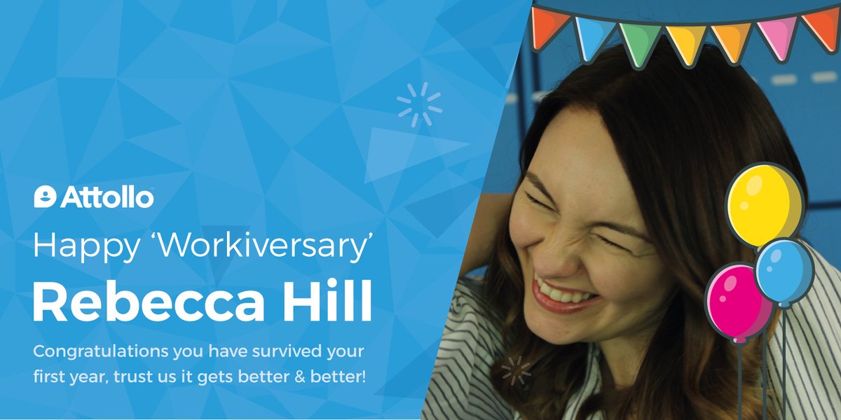 thisisattollo's tweet photo. Happy 1 Year Anniversary to our Digital Marketing Manager @hellobeckshill  

The strangest year to start a company, at the beginning of a pandemic but well done for surviving your first year! Here's to many more to come 🍾🥂🎉

#TeamAttollo #workiversary #1year https://t.co/DtXgcQMg1F