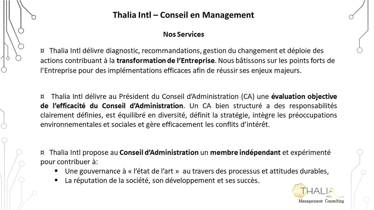 ThaliaIntl's tweet photo. @ThaliaIntl célèbre 20 ans d’expérience dans le #ConseilEnManagement aux #ETI et #GrandsComptes réalisée avec respect, professionnalisme, honnêteté et humilité.
#OptimisationOrganisations #ReductionCouts #Restructuration #Conseild’Administration #Gouvernance #Digital https://t.co/0M37BebFYN