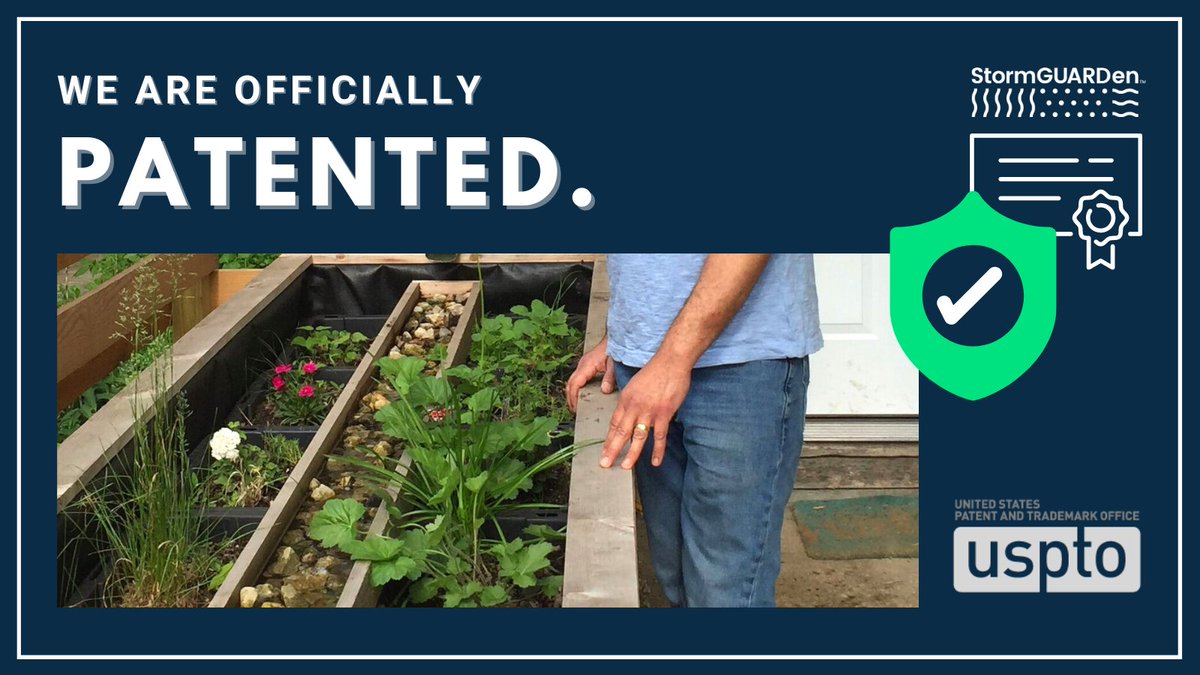 The #StormGUARDen is officially patented! This means we are the only #rainwater management system catching downspout discharge, and not only filtering that water, but allowing owners to have an ADA accessible, raised garden bed! stormguarden.com/shop