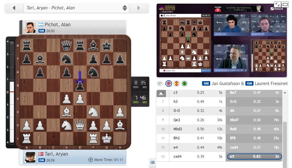 chess24no's tweet photo. Nå spiller @aryan_tari kvalifisering til #MagnusInvitational der han møter stormestrene Pichot, Grandelius og Warmerdam! Følg direkte: https://t.co/SvR2n21z85 #ChessChamps https://t.co/3jW35LcRWn