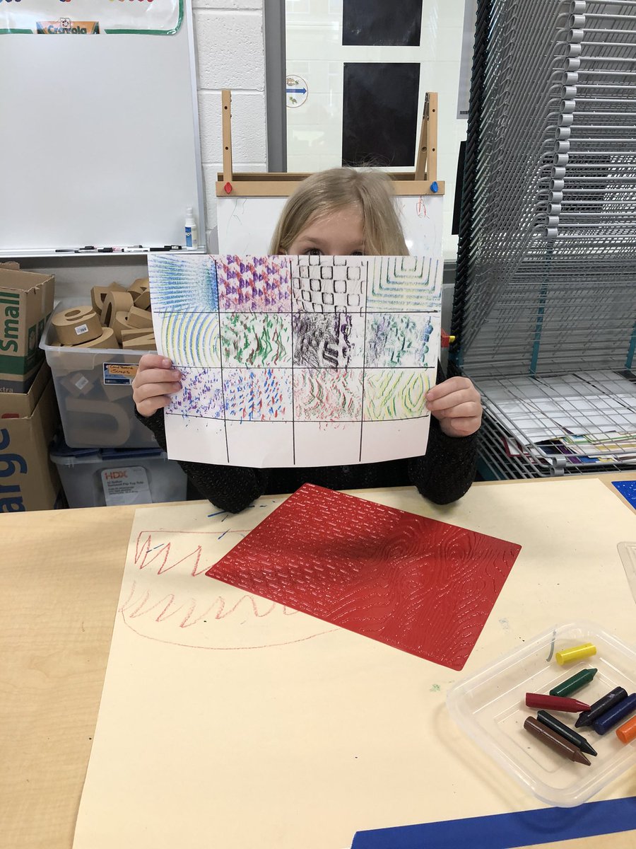SouthLakesART's tweet photo. Beautiful funny moments in the @SouthLakesART studio this week @SouthLakesEl1 : 1st grader making texture rubbings: “Dude, this is the best day of my Life!” 😆 Kindergartner drawing story for Faith Ringgold inspired story quilt: “Ms S we are little Artist!” #ilovemyjob https://t.co/ET5TUfzbAQ