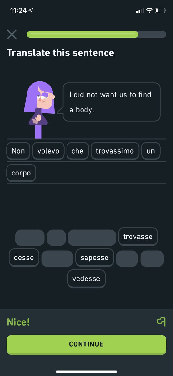 ThrowawayGenius's tweet photo. Once again, thank you @duolingo for teaching me Italian for EVERY situation. https://t.co/fBEAJv0nur
