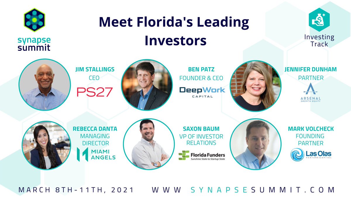 Saxonbaum's tweet image. Excited for tomorrow’s @SynapseFL panel with the #fltech leaders discussing venture capital @RebeccaDanta @DeepWorkCapital @MiamiAngelsVC @PS27Ventures @FloridaFunders @lasolasvc
