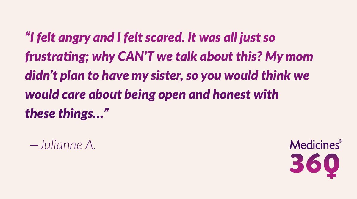 Medicines360's tweet image. Who else has been in Julianne's shoes when it comes to talking about #birthcontrol? #NotAwkward medicines360.org/women/