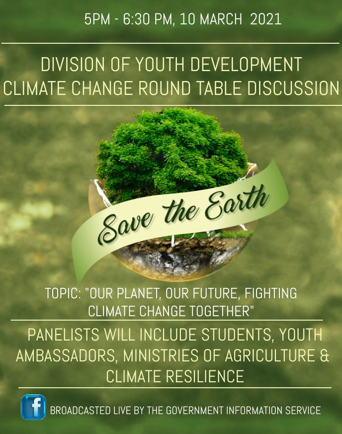 Join us with the Grenada Division of Youth Development in this very important discussion.
#climatechange #climatetalks
Don't Miss it!!!