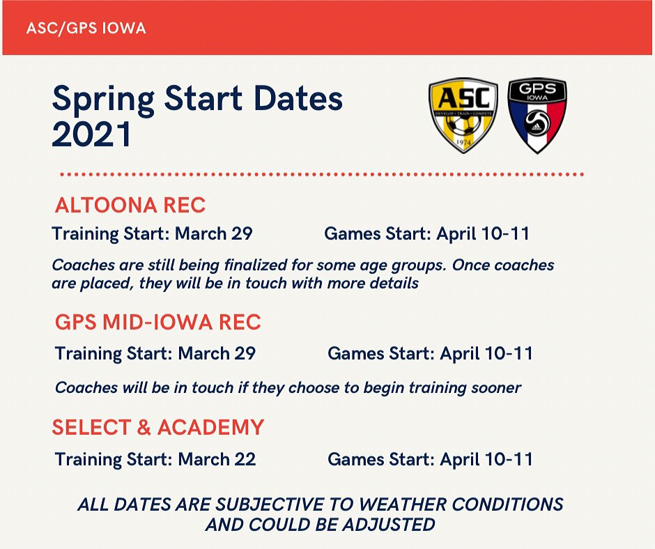 The snow has melted and the fields are drying up. Spring soccer is just a few weeks away! ⚽️