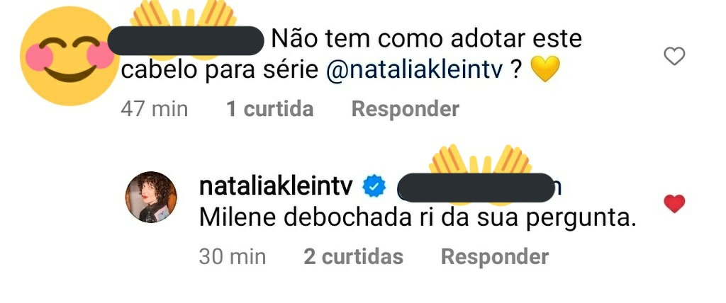maldivasdaily's tweet photo. os adms tão se corroendo de ansiedade, avisem que a Milene vai servir tudo em Maldivas! 

nataliakleintv respondendo comentário de um fã na foto da manugavassi no Instagram. https://t.co/sxEUdemLSh
