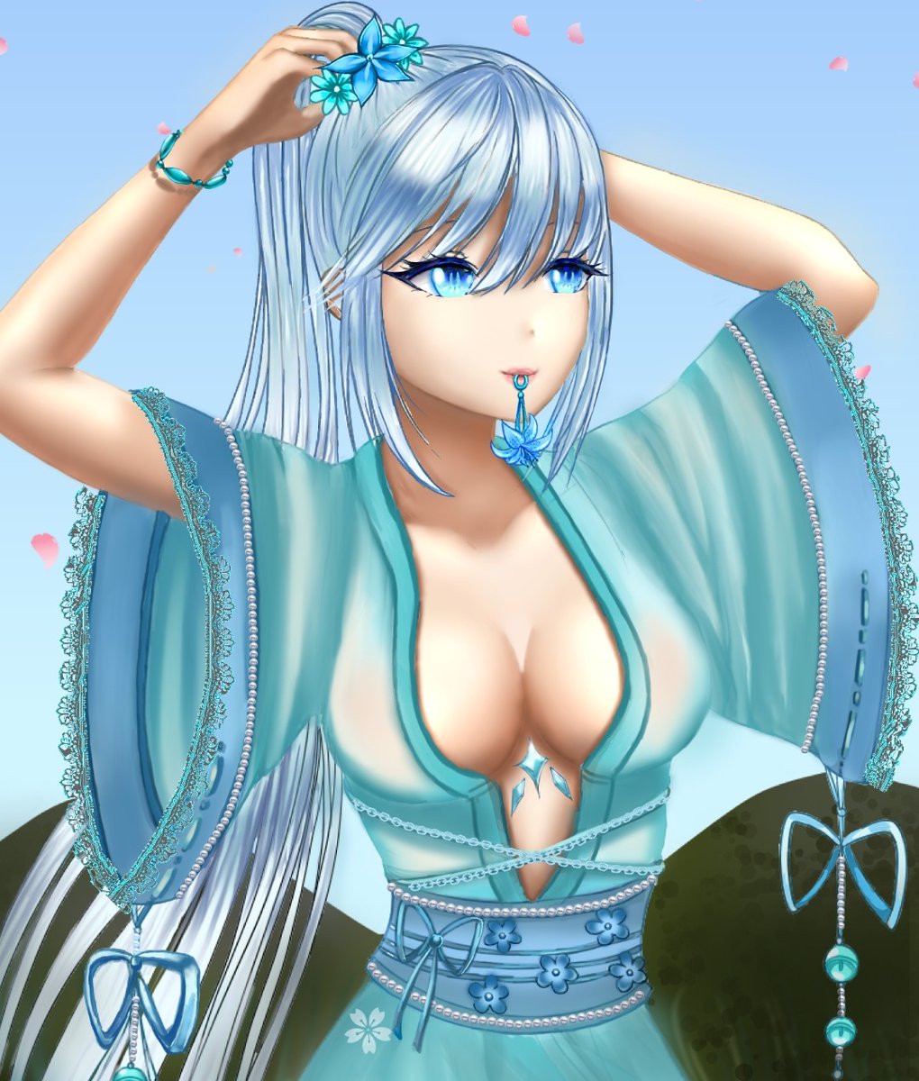 MiyaDraw's tweet image. J'ai participé à un défi de dessin de @KowatsuNoBreak sur le thème "kimono" ! J'accepte toute critique dessus ^-^ 🌸 
(Sinon à part ça, je me remets bientôt aux fanarts des pôtichats !)