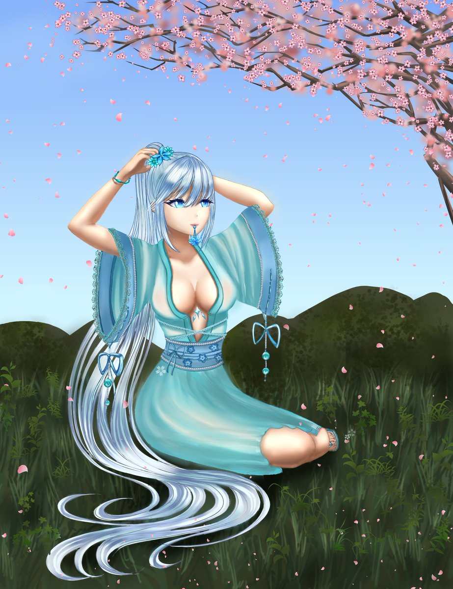 MiyaDraw's tweet image. J'ai participé à un défi de dessin de @KowatsuNoBreak sur le thème "kimono" ! J'accepte toute critique dessus ^-^ 🌸 
(Sinon à part ça, je me remets bientôt aux fanarts des pôtichats !)