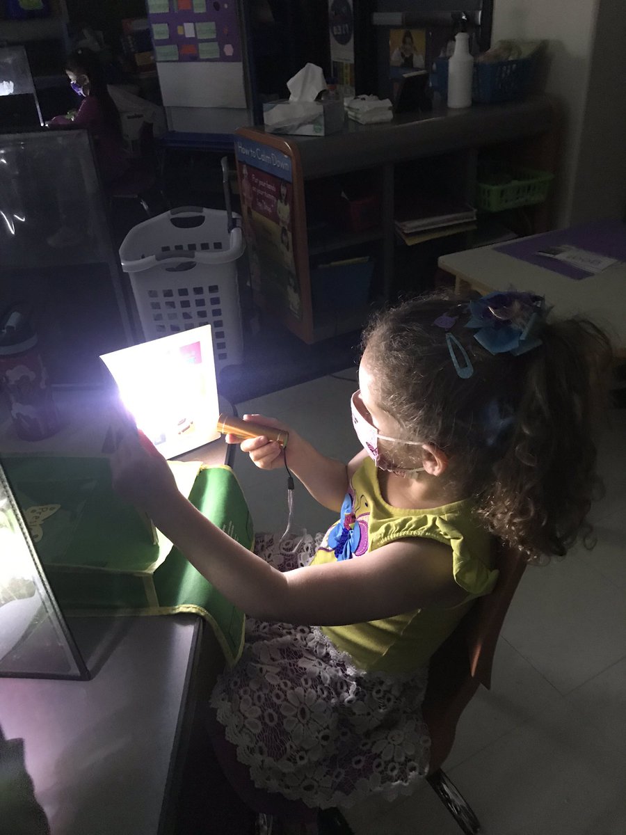 AckelsEmma's tweet photo. Just a quick (late) post from #ReadAcrossAmerica2021 as Pre-K has so much fun with flashlight reading! #experienceSLE https://t.co/soMRgPLdGQ
