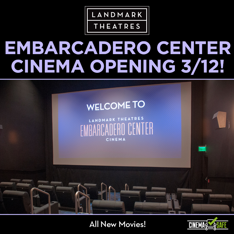 LandmarkLTC's tweet photo. Landmark’s #EmbarcaderoCenterCinema and #RitzFive will reopen this Friday with all-new movies! We look forward to welcoming you back to a safe and socially distanced movie-going experience! Visit our website for details including opening films! https://t.co/9QwJGiz4AV https://t.co/mAbZEPyMya