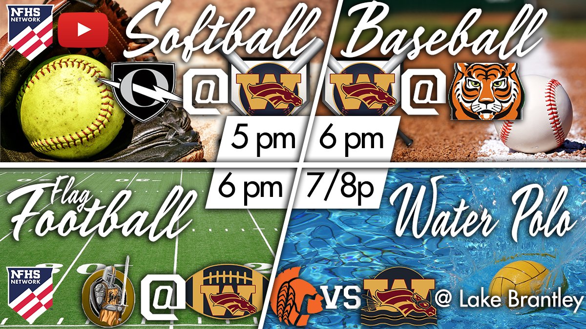 Wekiva Athletics (@wekivasports) on Twitter photo TODAY
🥎 <a href="/WekivaSoftball/">Stang Gang</a> hosts <a href="/OHSSportsTeams/">Olympia HS Athletics</a> at 5
⚾ #WekivaBaseball is at <a href="/jones_athletics/">Jones Athletics</a> at 6
🏈 #WekivaFFB hosts <a href="/OcoeeAthletics/">Ocoee Athletics</a> at 6
🤽♂️ <a href="/WekivaAquatics/">Wekiva Aquatics Swimming/Water Polo</a> hosts <a href="/ocpsboone/">Boone High School</a> 7/8 at LB
⚾🥎🏈 Tickets at <a href="/GoFanHS/">GoFan</a>
🥎 youtube.com/c/WekivaSports
🏈 <a href="/NFHSNetwork/">NFHS Network</a>
<a href="/osvarsity/">Sentinel Varsity</a> <a href="/ApopkaJohn/">John Peery</a> TODAY
🥎 <a href="/WekivaSoftball/">Stang Gang</a> hosts <a href="/OHSSportsTeams/">Olympia HS Athletics</a> at 5
⚾ #WekivaBaseball is at <a href="/jones_athletics/">Jones Athletics</a> at 6
🏈 #WekivaFFB hosts <a href="/OcoeeAthletics/">Ocoee Athletics</a> at 6
🤽♂️ <a href="/WekivaAquatics/">Wekiva Aquatics Swimming/Water Polo</a> hosts <a href="/ocpsboone/">Boone High School</a> 7/8 at LB
⚾🥎🏈 Tickets at <a href="/GoFanHS/">GoFan</a>
🥎 youtube.com/c/WekivaSports
🏈 <a href="/NFHSNetwork/">NFHS Network</a>
<a href="/osvarsity/">Sentinel Varsity</a> <a href="/ApopkaJohn/">John Peery</a>