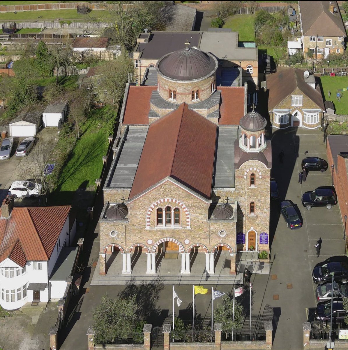 OrthodoxLondon's tweet photo. Stunning drone pictures by @alexios66 of St Panteleimon Greek Orthodox Church, Harrow.
Designed and built in the traditional Byzantine style.
In collaboration with the #Thyateira Project. https://t.co/bLruuMldzy