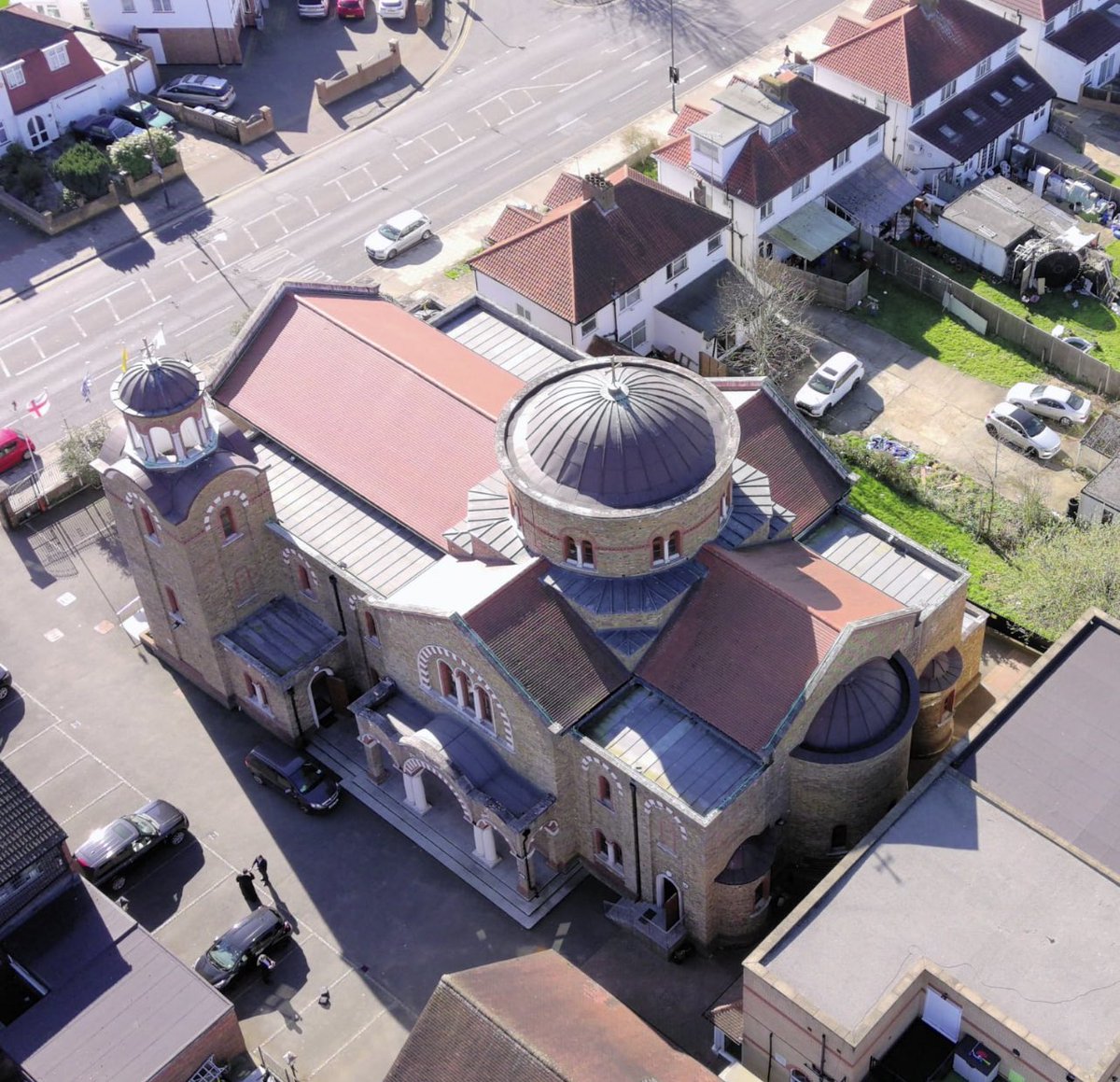 OrthodoxLondon's tweet photo. Stunning drone pictures by @alexios66 of St Panteleimon Greek Orthodox Church, Harrow.
Designed and built in the traditional Byzantine style.
In collaboration with the #Thyateira Project. https://t.co/bLruuMldzy