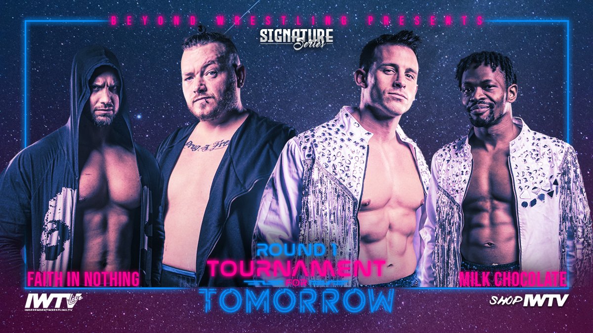 beyondwrestling's tweet photo. So far #40Acres (@TreLaMar_ #PrettyBoySmooth) and #Ephemera (@edithsurreal @TheArtistBlank) have advanced to the 2nd round of the #TournamentForTomorrow Tag Team Tournament.
Who will join them Thursday night - @RickeyShanePage @VincentNothing or @RandySummers100 @OhMyWatts? https://t.co/BA8M65pu4W