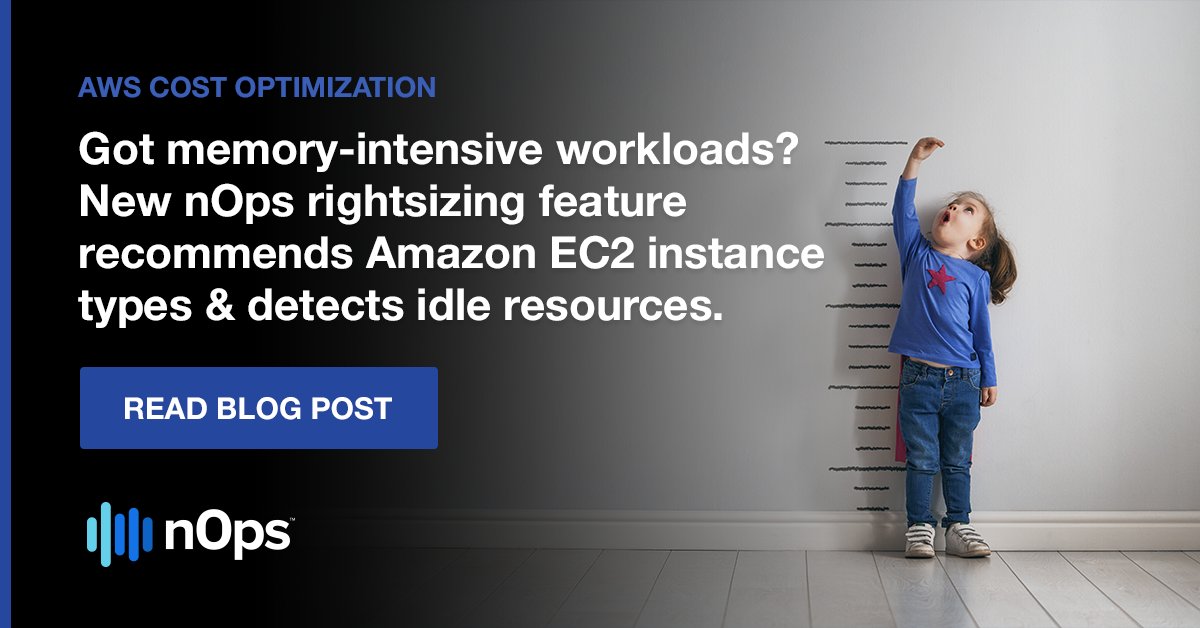 nopsio's tweet image. Is your maximum #MemoryUtilization &amp;lt;40% over a 4-week period? Learn how nOps recommends #AmazonEC2 #InstanceTypes &amp;amp; detects idle #AWSresources for #rightsizing of memory-intensive #workloads on #AWS. #CostOptimization @AWS_Partners Read the blog hubs.la/H0HVQhx0