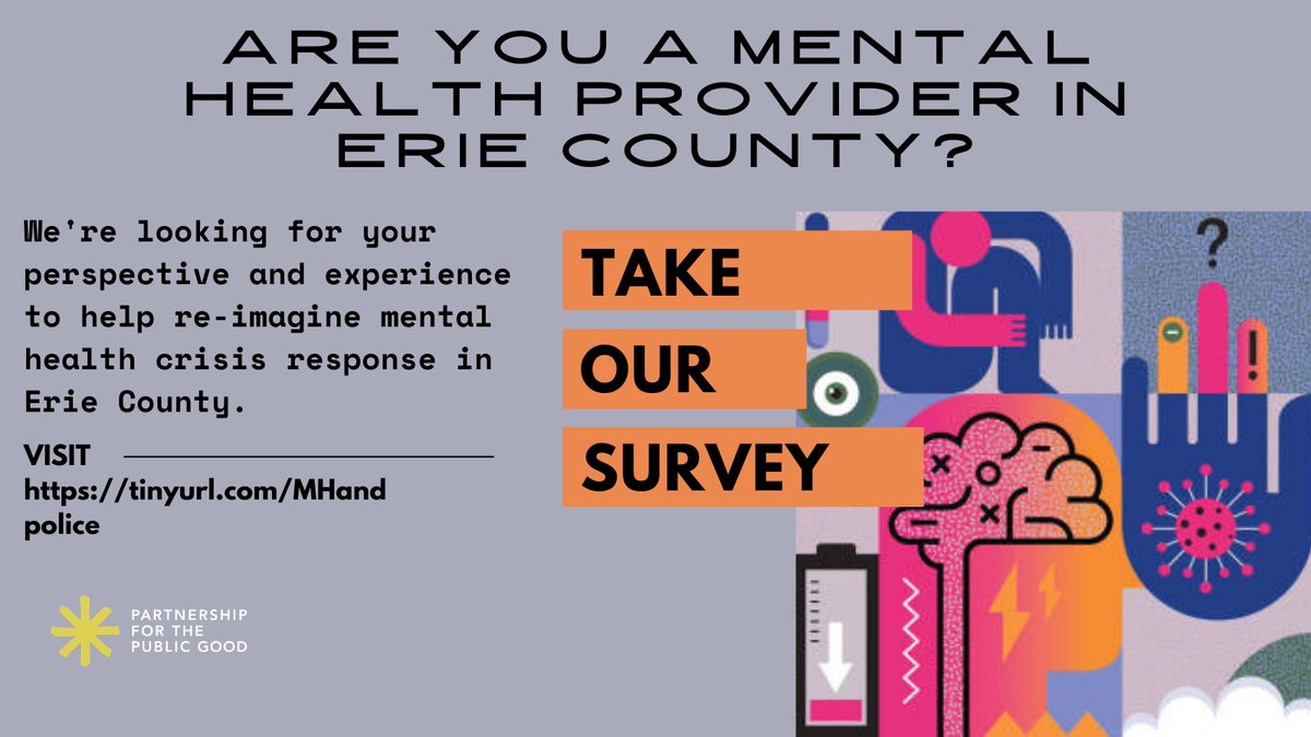 PPGBuffalo's tweet photo. PPG's top 2021 Community Agenda plank advocates for removing police from mental health response. Help us reimagine what a non-police first responder program could look like in Erie County! If you are a mental health provider, please take our survey: https://t.co/rgT47ZNi75 https://t.co/JDa8hGR81Z