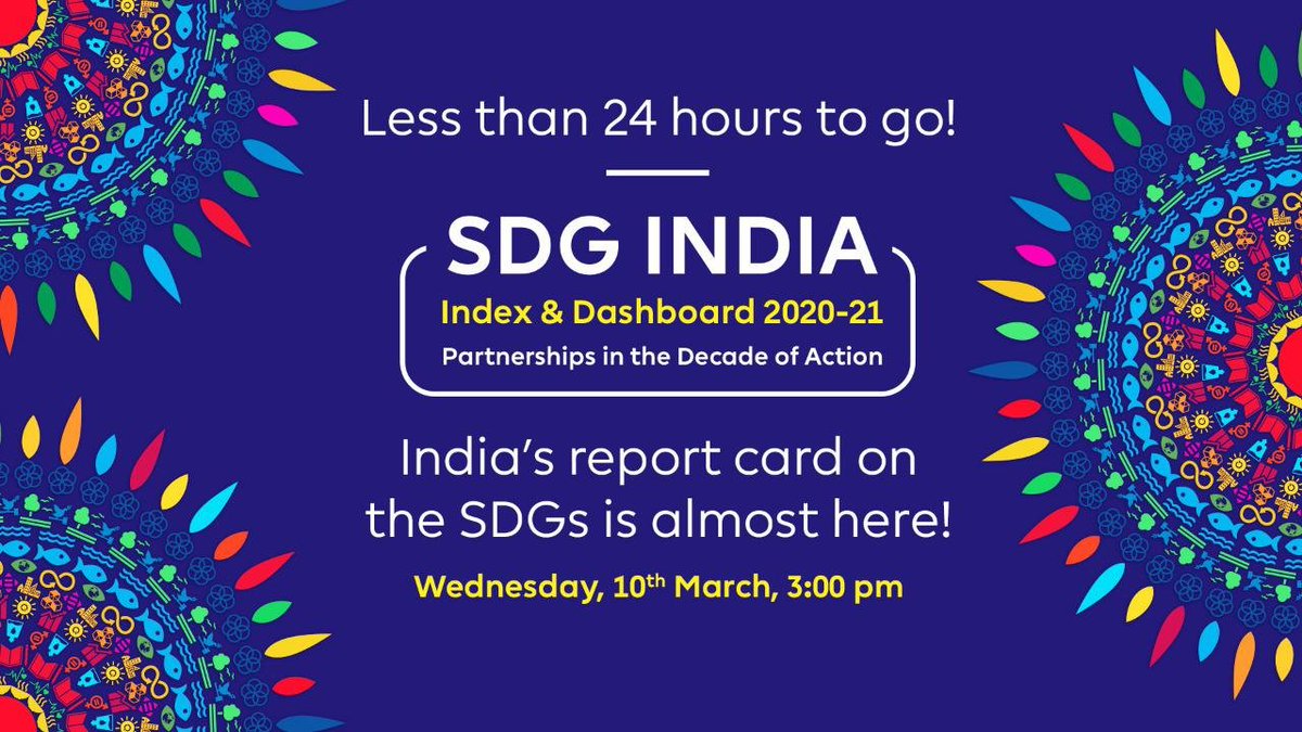 NITIAayog's tweet photo. 📢 #SDGIndiaIndex and Dashboard 2020-21 👉 
115 indicators 🔢
36 States and Union Territories🤝
The most comprehensive scorecard on the #SDGs 📊

Join us on Twitter, 3 PM onwards, tomorrow!🕒 https://t.co/Bmm6yCyn12