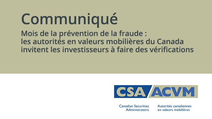 lautorite's tweet photo. Mois de la prévention de la fraude : les autorités en valeurs mobilières du Canada #ACVM invitent les investisseurs à faire des vérifications. #MPF2021 https://t.co/KfPc4kjXJl @ACVM_Nouvelles https://t.co/V0k9AcGhyE