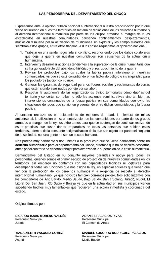 Personería de Lloró - Chocó tweet media