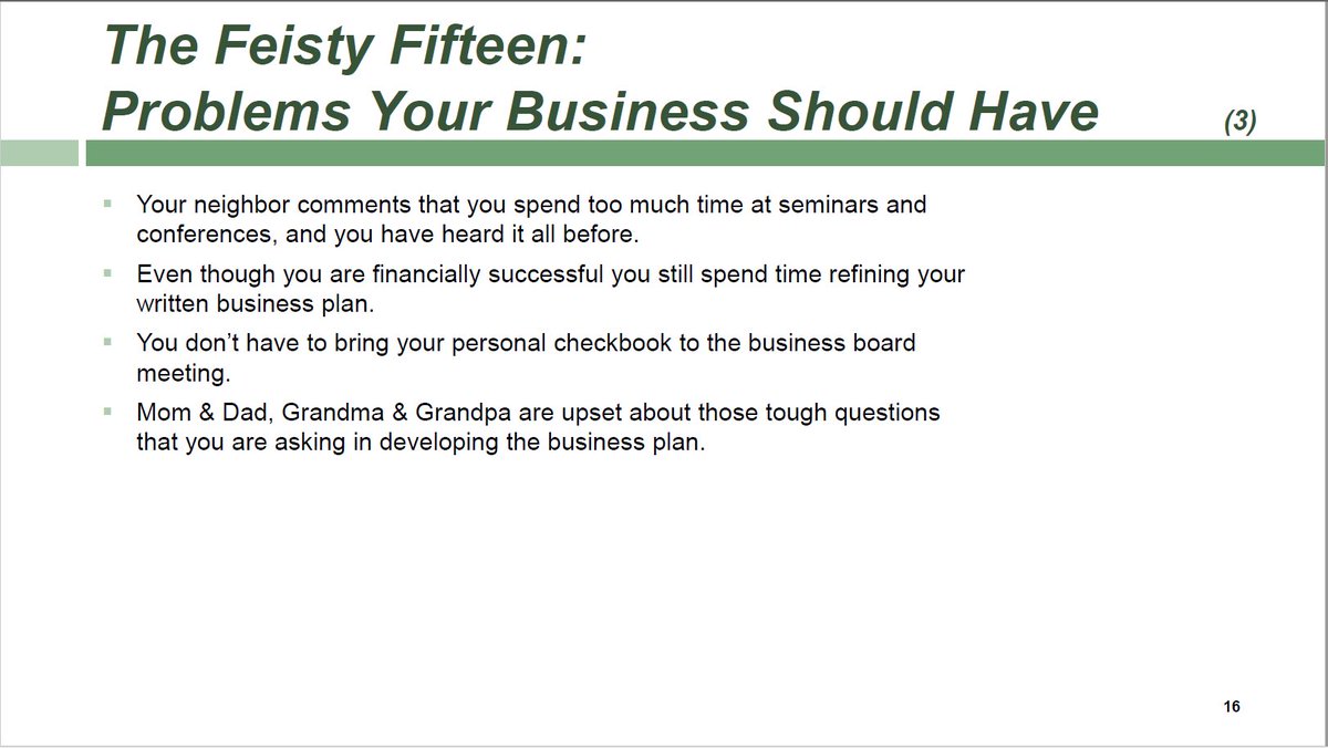 steveconaway1's tweet photo. Recently heard Dr David Kohl give a presentation at an Ag seminar and part of his presentation he shared these slides with 15 problems a business should have. Found that section challenging and very thought provoking.
 
Thoughts on these 15 problems an operation should have? https://t.co/5PIQvYkJgS