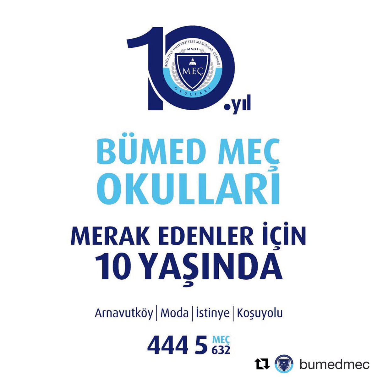 21. Yüzyılın gereklilikleri olan beceri, merak ve sorgulama odaklı bir eğitim kurumu oluşturmak amacıyla 2011 yılında kurulan BÜMED MEÇ Okulları 10. yılında. #bumedmecokullari