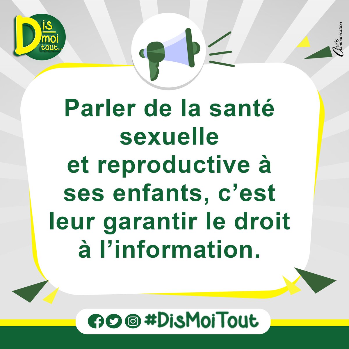 En tant qu'enfant, j'ai le droit d'être informé de tout ce qui a trait à ma sexualité.
#DisMoiTout #info 

<a href="/Equipop_Ong/">Equipop</a> <a href="/AWID_fr/">AWID en français</a> <a href="/ong_raes/">ONG RAES</a> <a href="/PathfinderInt/">Pathfinder</a> <a href="/CapssrBf/">CAPSSR - BF</a> <a href="/JASRPFBurkina/">Jeunes Ambassadeurs SR/PF BurkinaFaso🇧🇫</a>