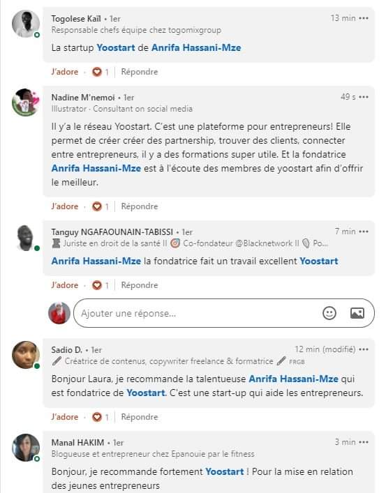 GO YOOSTART !
Les amis nous avons besoin de votre soutien 🙏
Accepteriez-vous de participer à cette belle vague de recommandation de #Yoostart sous le post de cette journaliste svp ? Cela nous aiderait à attirer son attention sur notre jeune start-up😊. 
linkedin.com/posts/laura-te…