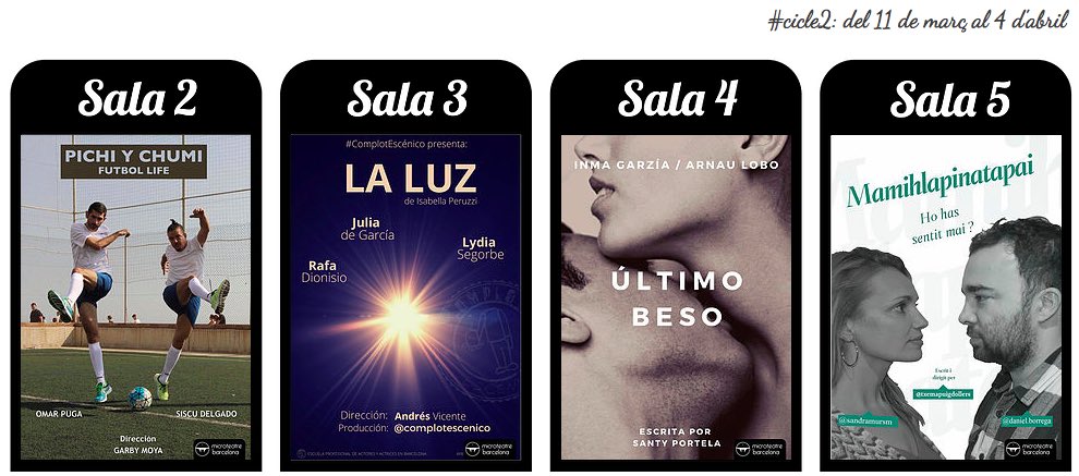 ESTRENEM el #cicle2! 4 microteatres a escollir des 11/03 al 4/04 ❤️🎭