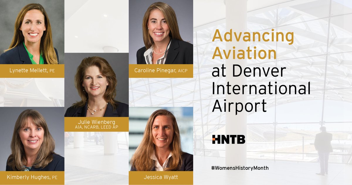 HNTBCorp's tweet photo. These 5 women are leaders within #HNTB’s #Aviation practice &amp; partner with @DENAirport to support its exponential growth in passenger travel &amp; cargo traffic. 

For decades, their leadership &amp; technical expertise have improved DEN's operational excellence. #WomensHistoryMonth https://t.co/hxuWv9hgRo