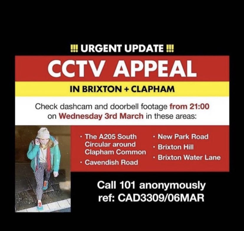 shaunaghrose's tweet photo. @DeliverooHelp Hi, I have an urgent appeal to help find a missing woman in south London. 

Please can you put a message out to all of your drivers in these areas (Brixton/Clapham) for dash cam footage or help report anything suspicious. https://t.co/IfRHExrkt5